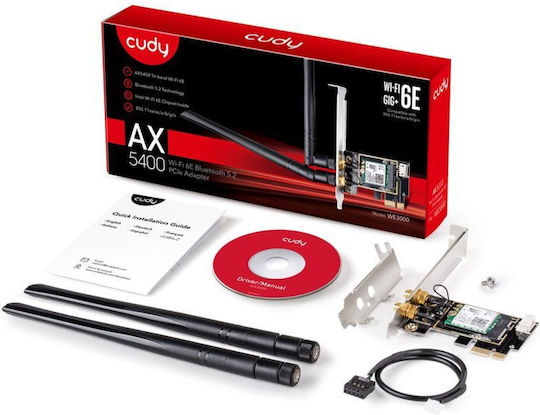 Cudy We3000 Ax5400 Wi-fi 6 + Bt 5.2 Intel Ax210 Pcie Network Card