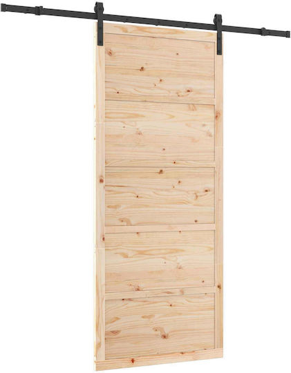 Schiebetür Natur 90 x 208 cm Massivholz Kiefer 3445632 Braun