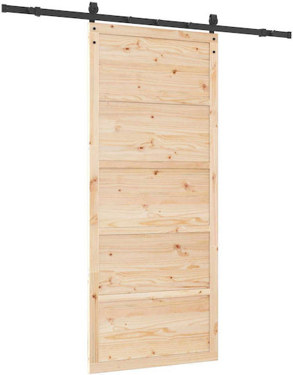 Schiebetür Natur 90 x 208 cm Massivholz Kiefer 3445632 Braun