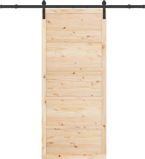 Schiebetür Natur 90 x 208 cm Massivholz Kiefer 3445639 Braun