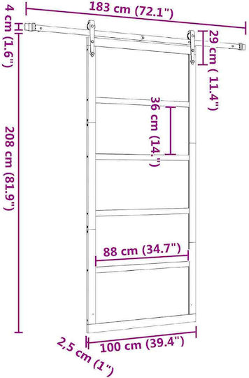 Ușă Glisantă Natural 100 X 208 Cm Lemn Masiv De Pin 3445611 Maro
