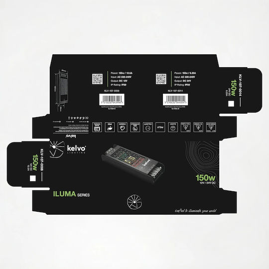 kelvo Adjustable LED Power Supply IP20 Power 150W with Output Voltage 24V