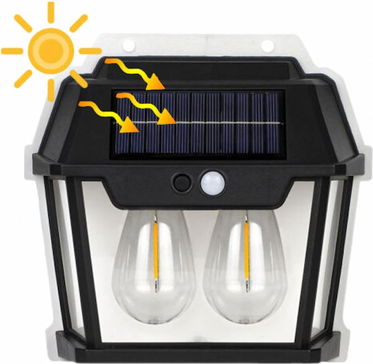 Lampă Solară de Perete 38W 600lm Alb Cald cu Senzor de Mișcare și Fotocelulă IP44 18x6.5x17.5cm