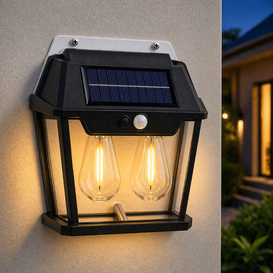 Lampă Solară de Perete 38W 600lm Alb Cald cu Senzor de Mișcare și Fotocelulă IP44 18x6.5x17.5cm
