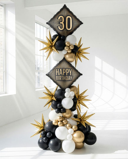 Balloon Foil Letter Χ Black ''happy Birthday''