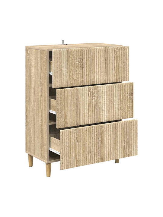 Wooden Sideboard with Drawers Brown 66x34.5x90cm