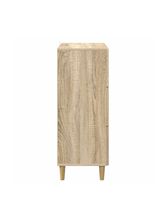 Wooden Sideboard with Drawers Brown 66x34.5x90cm