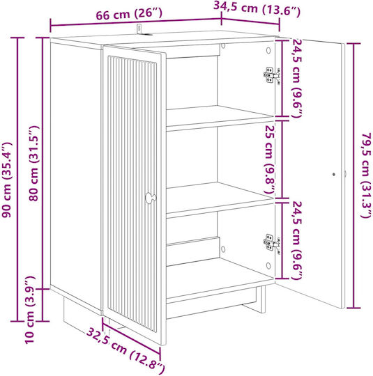 Bufet din Lemn și Metal Gri Beton 66x34.5x90cm