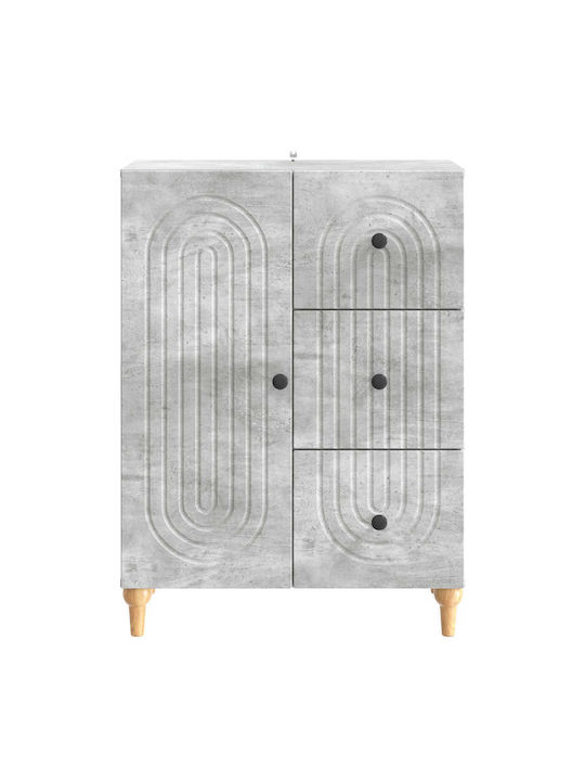 Wooden Sideboard with Drawers Concrete Gray 66x34.5x90cm