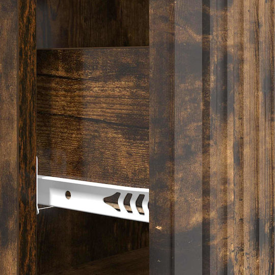 Sideboard from Wood & Metal with Drawers Smoked Oak Wood 66x34.5x90cm