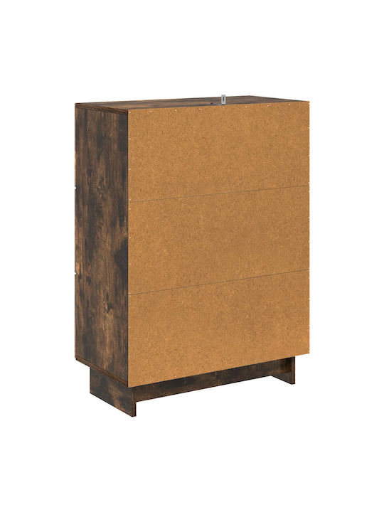 Sideboard from Wood & Metal with Drawers Smoked Oak Wood 66x34.5x90cm