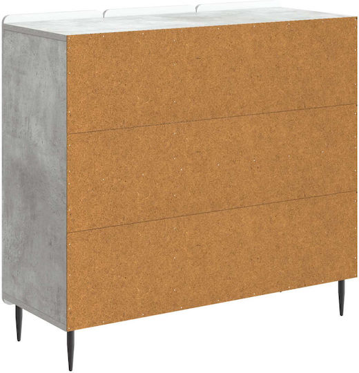 Sideboard aus Holz & Metall Grau Beton 89x34.5x82cm