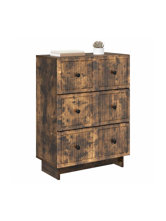 Sideboard from Wood & Metal with Drawers Smoked Oak Wood 66x34.5x90cm