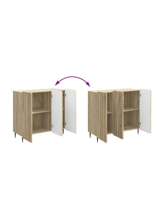 Sideboard aus Holz & Metall Sonoma Eiche 89x34.5x82cm