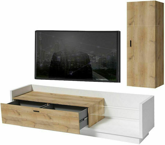 Σύνθετο Σαλονιού Talina Λευκό / Kingstone Oak Μ240xΒ48xΥ175εκ.
