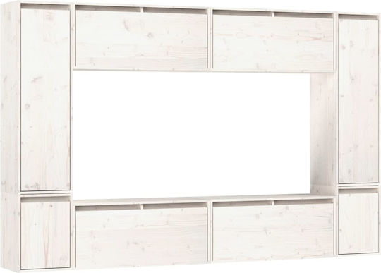 Wooden Living Room TV Unit White L220xW30xH140cm