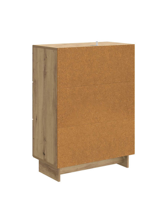 vidaXL Sideboard aus Holz & Metall mit Schubladen Eiche 66x34.5x90cm