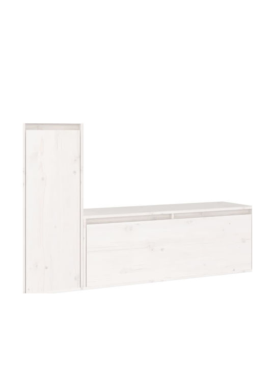 Wooden Living Room TV Unit White L130xW30xH80cm