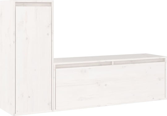 Wooden Living Room TV Unit White L130xW30xH80cm