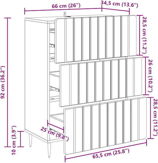 Μπουφές Ξύλινος με Συρτάρια Sonoma Δρυς 66x34.5x92cm
