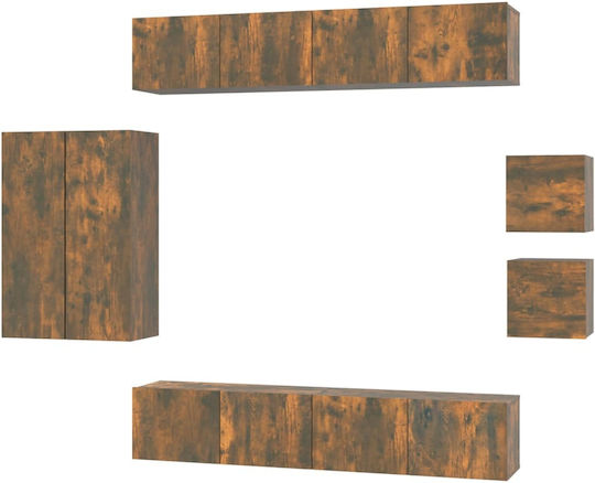 Living Room TV Unit Smoked Oak 8pcs L30.5xW30xH90cm