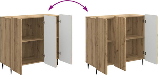 vidaXL Sideboard aus Holz & Metall Eiche 89x34.5x82cm