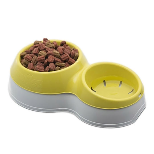 Bama Pet Ciotolotto Futter- & Wasserschale für Hund & Katze 2x 1l 33cm in Gelber Farbe