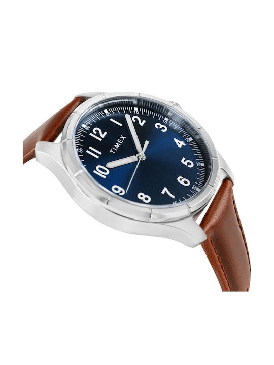 Timex Street Ανδρικό Ρολόι 42mm Μπαταρίας με Μπλε Μεταλλικό Μπρασελέ