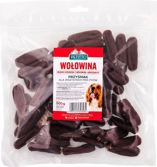 Petitto Petitto Miękkie Kiełbaski Z Wołowiną Przysmak Dla Psa Dog Treat Small Breeds Diet with Duck 500gr