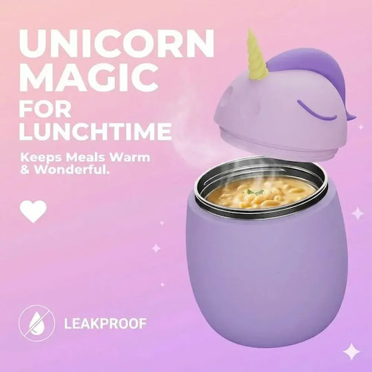 Asobu Stainless Steel Kids Food Container Unicorns 0.6 Litre 20 x 12 cm