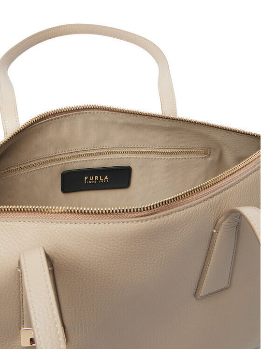 Leather Women's Tote Handbag Beige