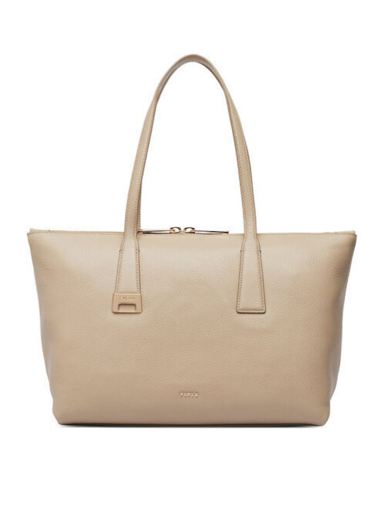 Leather Women's Tote Handbag Beige