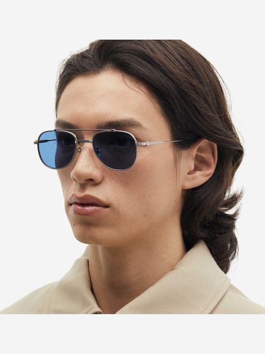 Projekt Produkt Men's Sunglasses with Silver Metallic Frame and Mirror Lens 476456