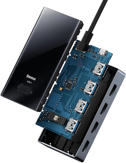 Baseus Hub 4 Θυρών USB 3.0 με σύνδεση USB-C / USB-A Γκρι