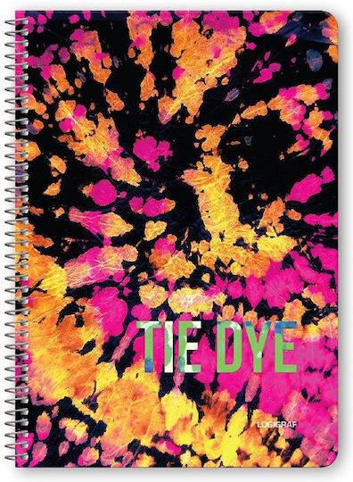 Logigraf Σπιράλ Τετράδια Ριγέ Β5 120 Φύλλων 4 Θεμάτων Tie Dye 6τμχ (Διάφορα Σχέδια)