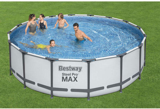 Bestway Στρογγυλή Πισίνα PVC 14.97lt με Μεταλλικό Σκελετό 488x122εκ. Γκρι