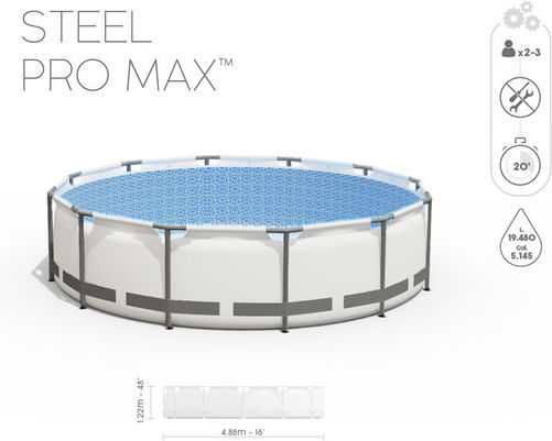 Bestway Στρογγυλή Πισίνα PVC 14.97lt με Μεταλλικό Σκελετό 488x122εκ. Γκρι