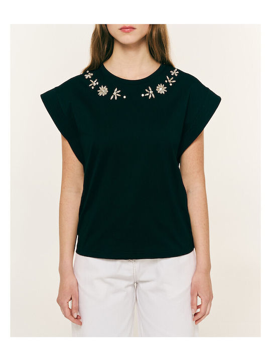 Women's Cotton Floral Top Black