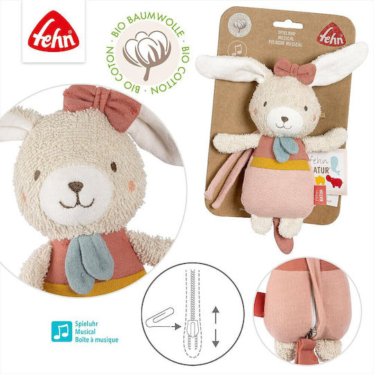 Fehn Mini Music Box Rabbit Fehnnatur Plush Toy & Sleep Aid Organic Cotton Soothing Melody "mozart's Lullaby" Baby Toy On--go & Home Babies & Toddlers