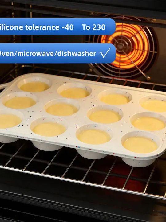 Pandaboo Φόρμα Ζαχαροπλαστικής για Cupcakes/Muffins από Σιλικόνη 12 Θέσεων 7.2x7.2εκ.