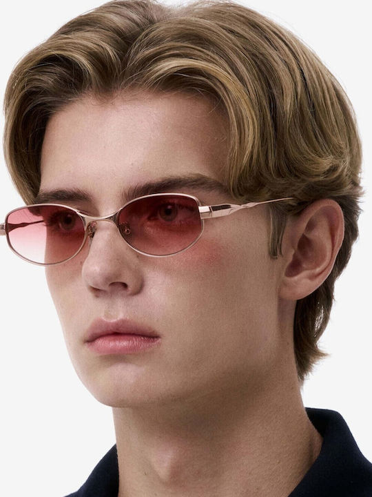 Projekt Produkt Unisex Sunglasses with Rose Gold Metallic Frame and Pink Lens 500305