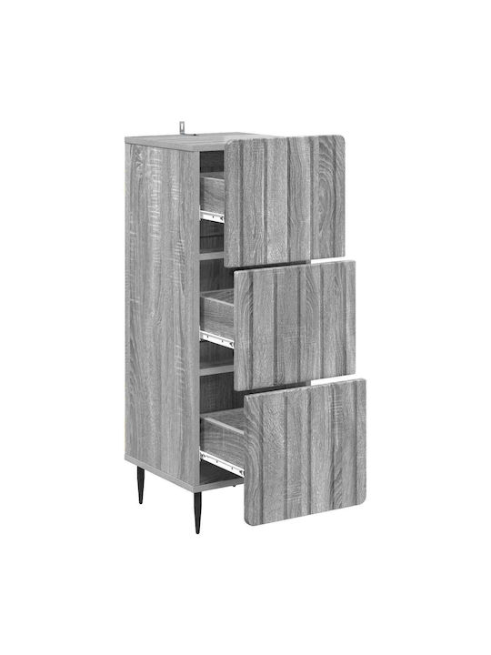 Kommode Schlafzimmer Holz mit 3 Schubladen Grau Sonoma 33x34.5x92cm