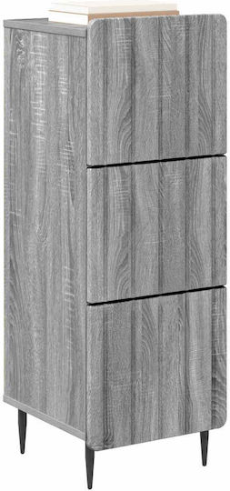 Wooden Bedroom Chest of Drawers with 3 Drawers Gray Sonoma 33x34.5x92cm