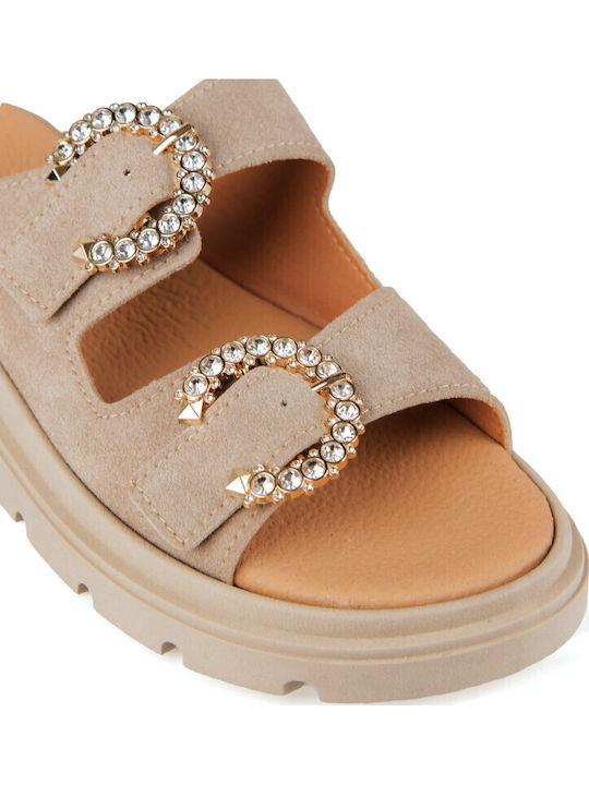 Sandale Casual Damă Flatforme Maro De Piele