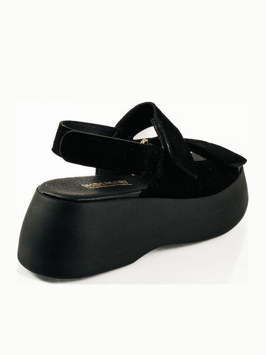 Leather Women's Flat Sandals Flatforms Black
