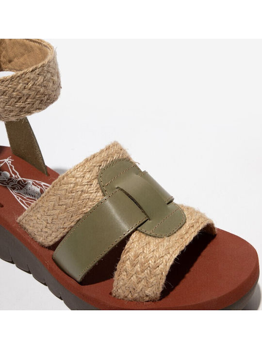 Leather Women's Anatomic Flatforms Sandals Khaki