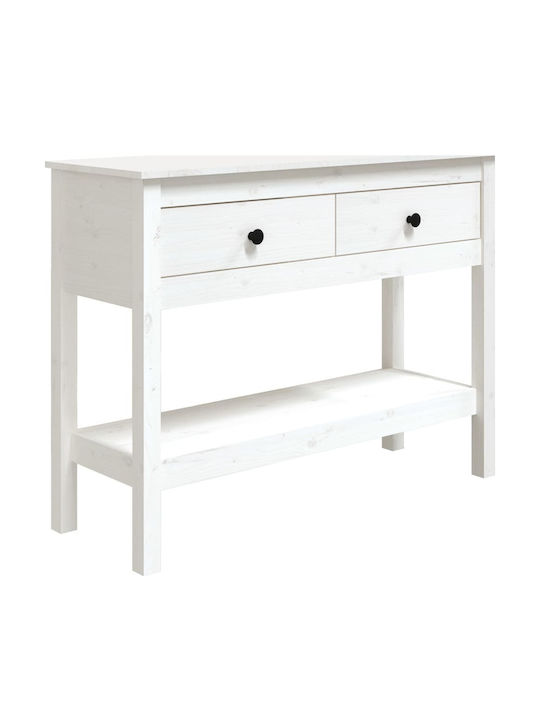 Solid Wood Console Table White L100xW35xH75cm