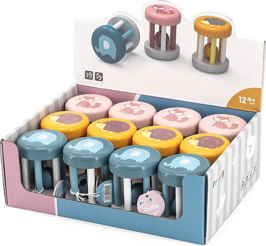 Viga Toys Wooden Rattle Cylinder with Animals for 12++ Months (Various Designs/Assortment of Designs) 1pc