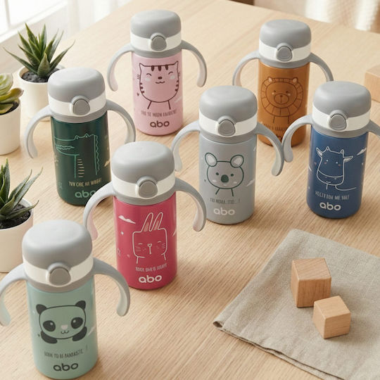 abo Kinder Trinkflasche Thermos mit Stroh 280ml