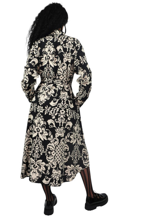 Summer Midi Shirt Dress Black and White